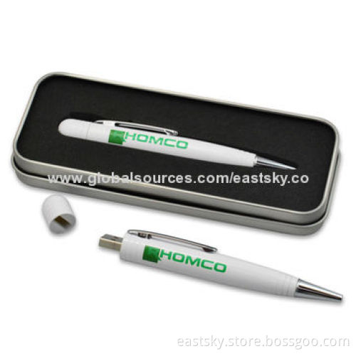 Promotional Pen Shape USB Drive, OEM Service Free for 1 Colored Pad Printing and Laser Engraving